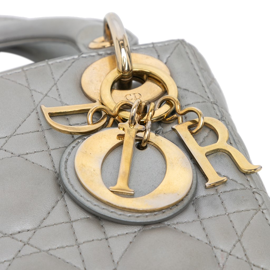 Dior Mini Metallic Lambskin Cannage Lady Dior - Detail 2