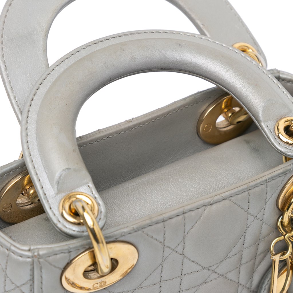 Dior Mini Metallic Lambskin Cannage Lady Dior - Image 11