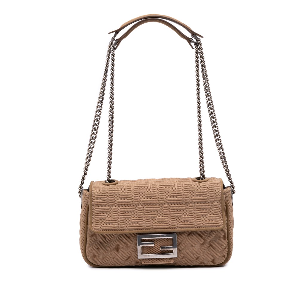 Fendi Zucca Canvas Chain Midi Baguette