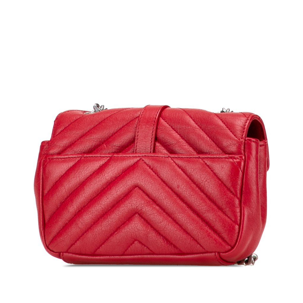 Saint Laurent Baby Sheepskin Chevron Classic Monogram Chain Bag - Back view