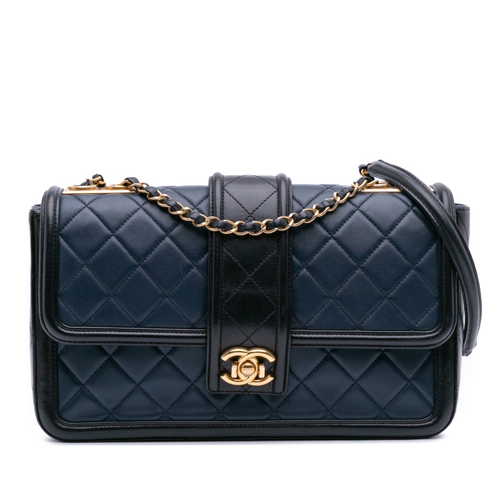 Chanel Medium Bicolor Quilted Lambskin Elegant CC Flap