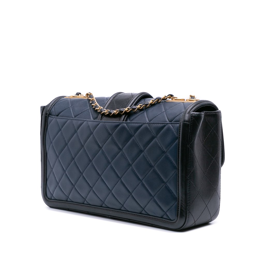 Chanel Medium Bicolor Quilted Lambskin Elegant CC Flap - Back view