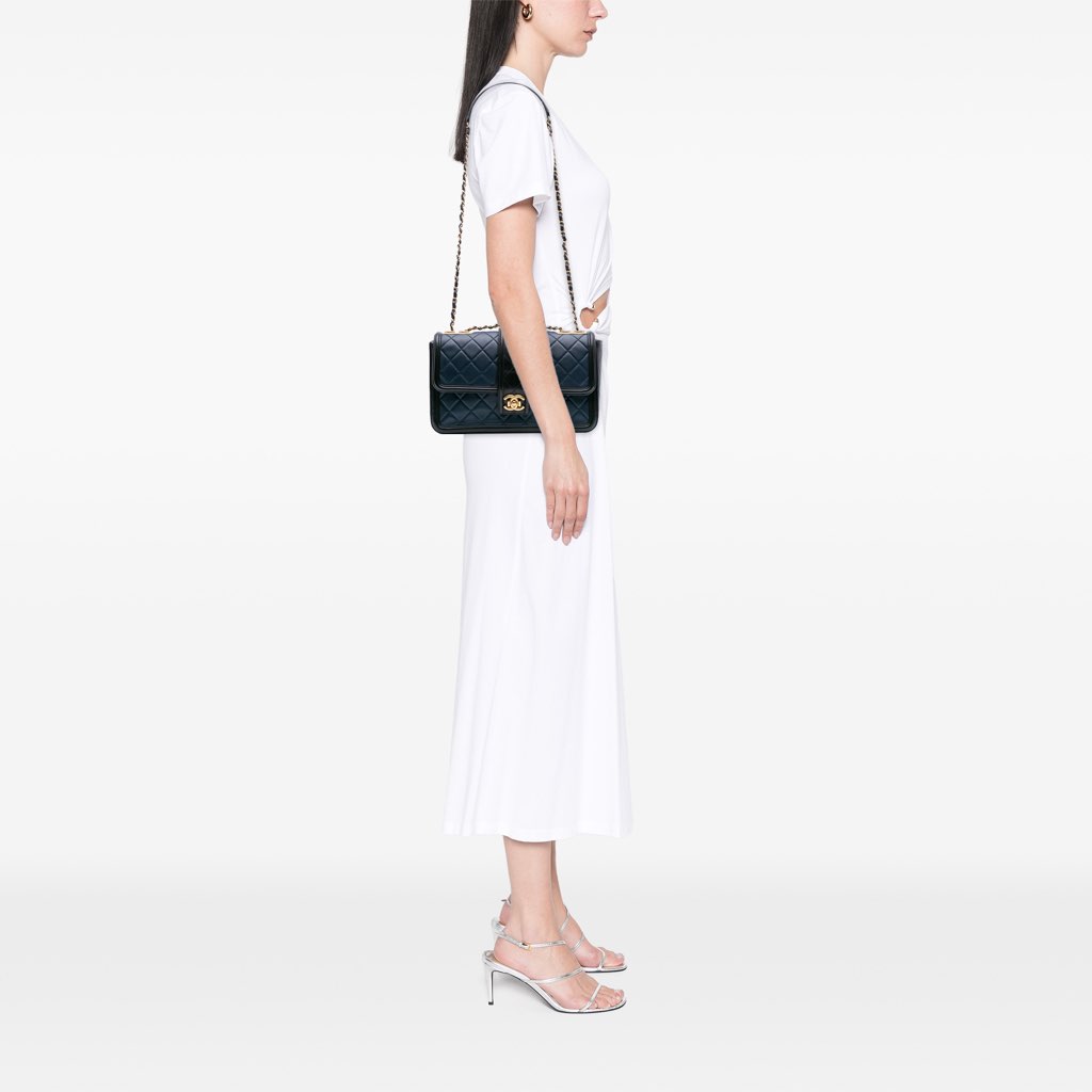 Chanel Medium Bicolor Quilted Lambskin Elegant CC Flap - Image 12