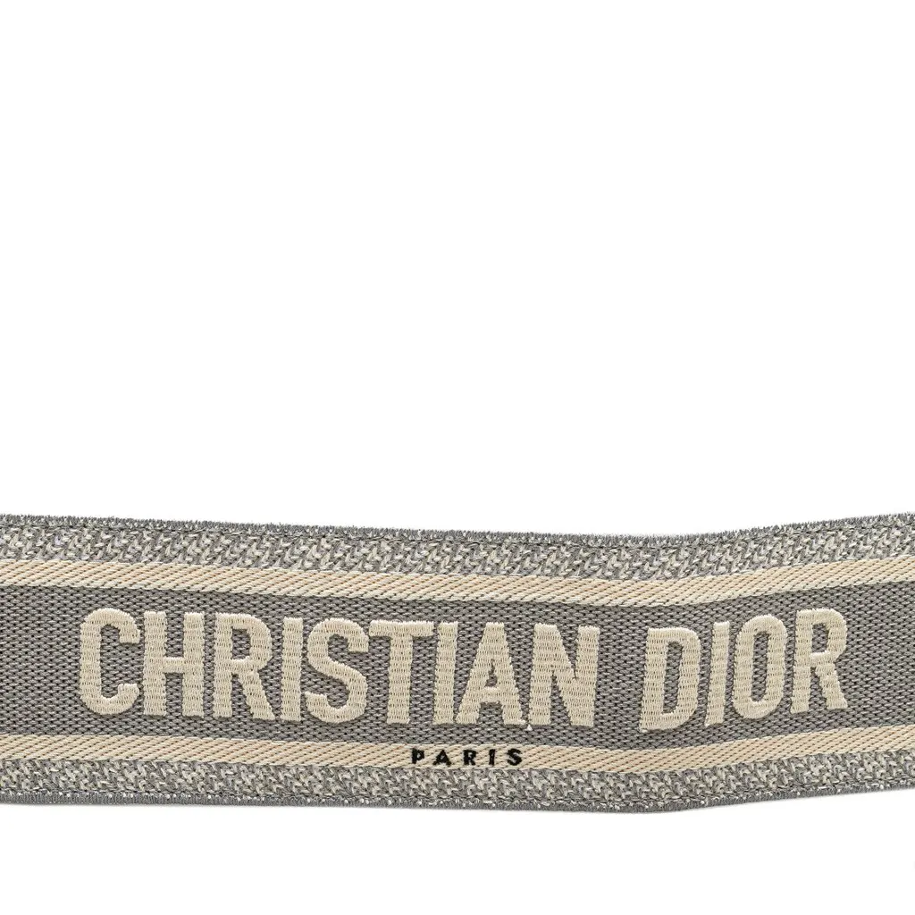 Dior Embroidered Logo Strap Grey Canvas Good - Inside View