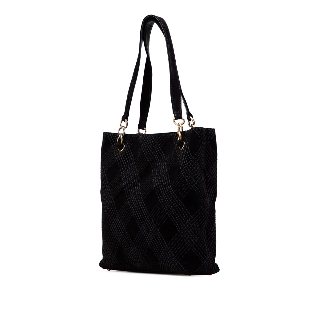 Chanel CC Stitched Suede Tote - 2