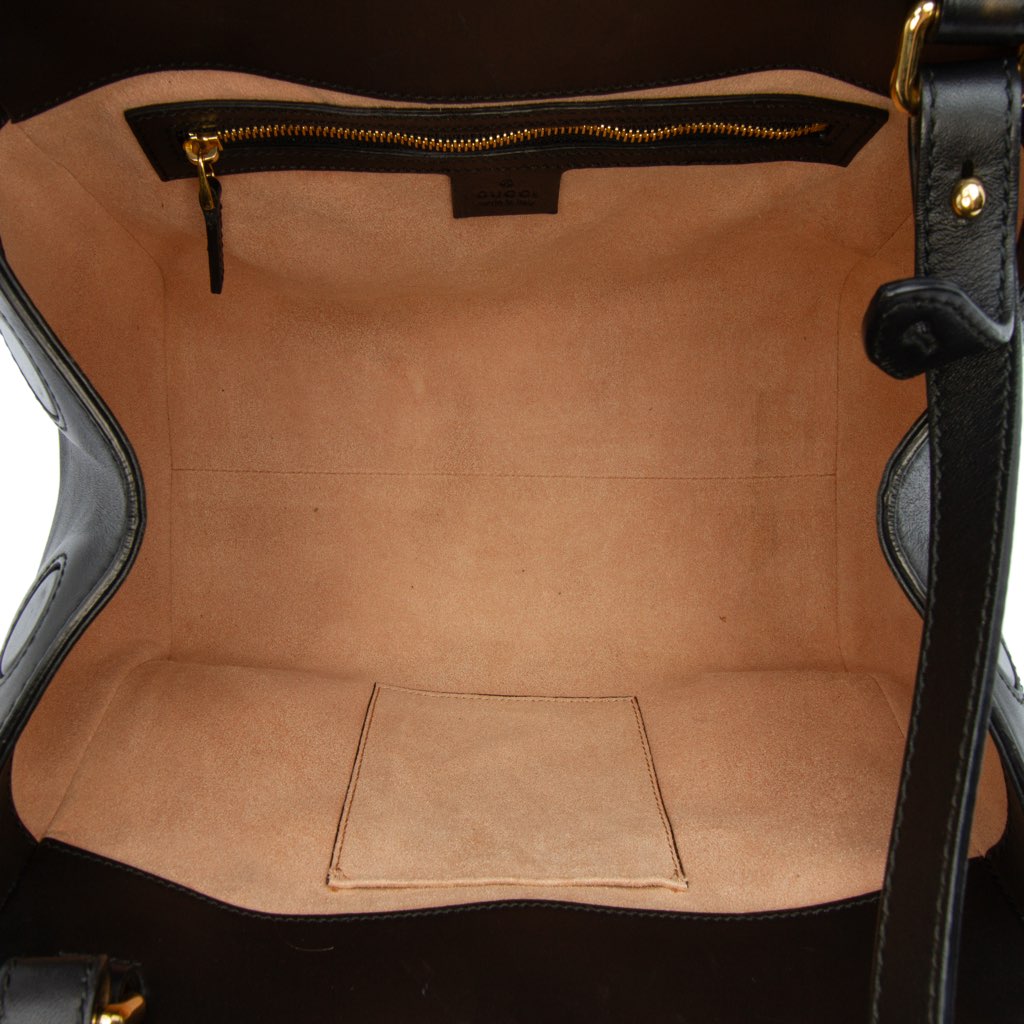 Gucci Small Leather Bamboo Nymphaea Satchel - 4