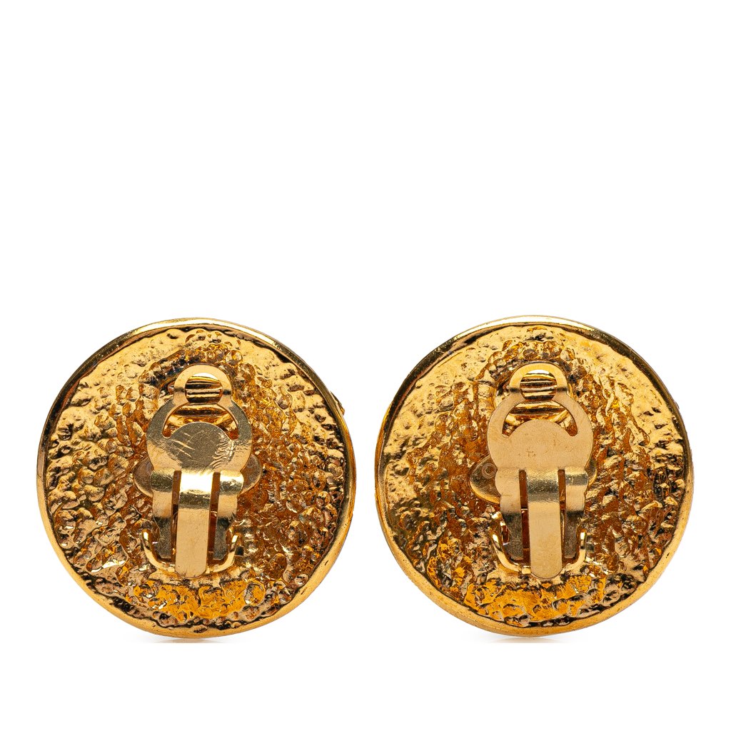 Chanel Gold Plated CC Round Clip On Earrings - 2
