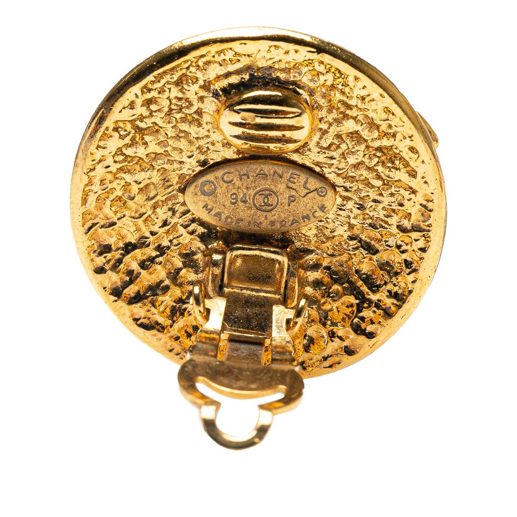 Chanel Gold Plated CC Round Clip On Earrings - 3