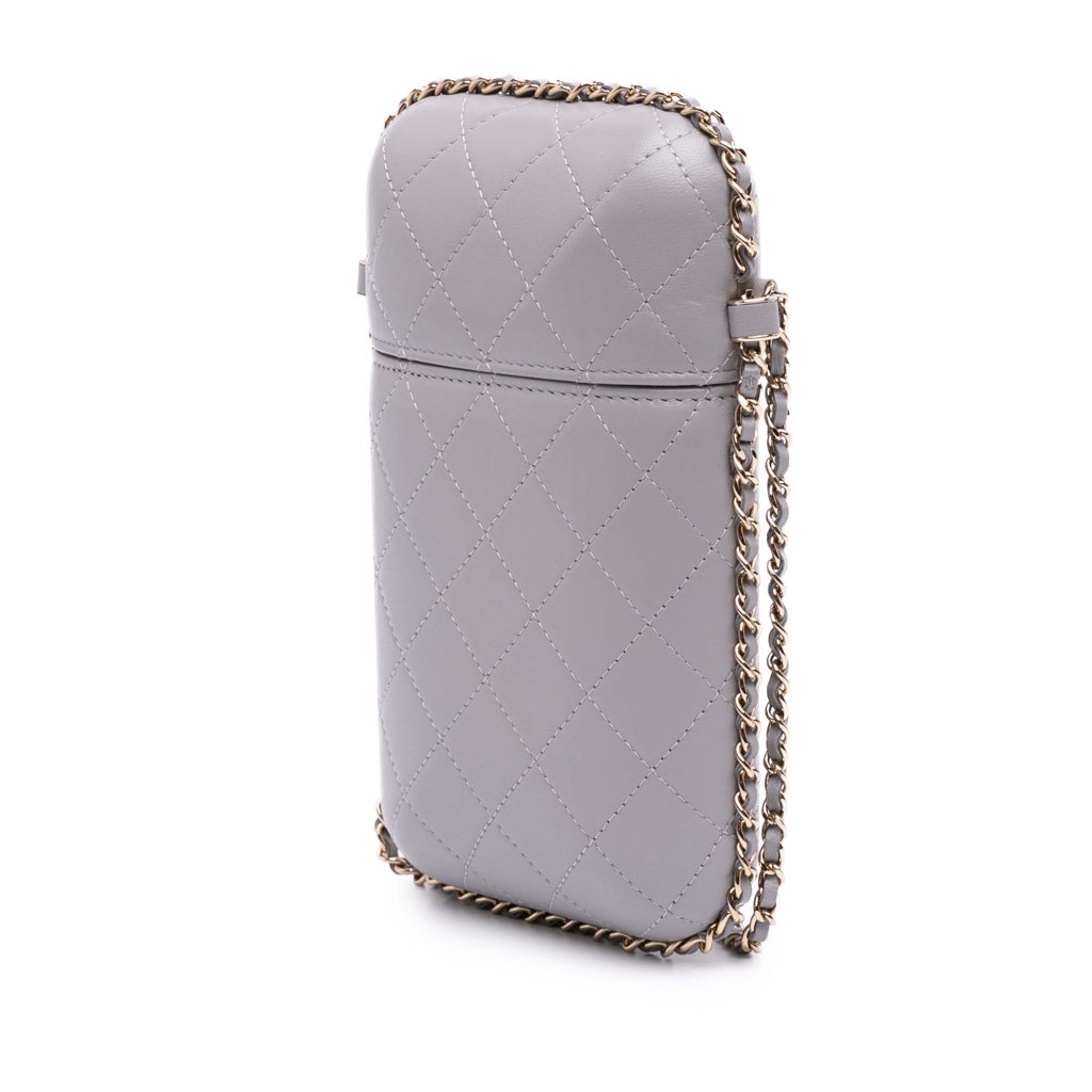 Chanel CC Quilted Lambskin Chain Around Phone Holder - Back view