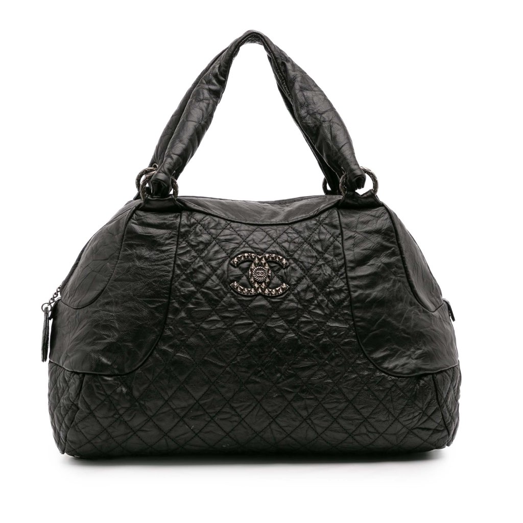 Chanel CC Quilted Aged Calfskin Coco Rider Bowling Bag
