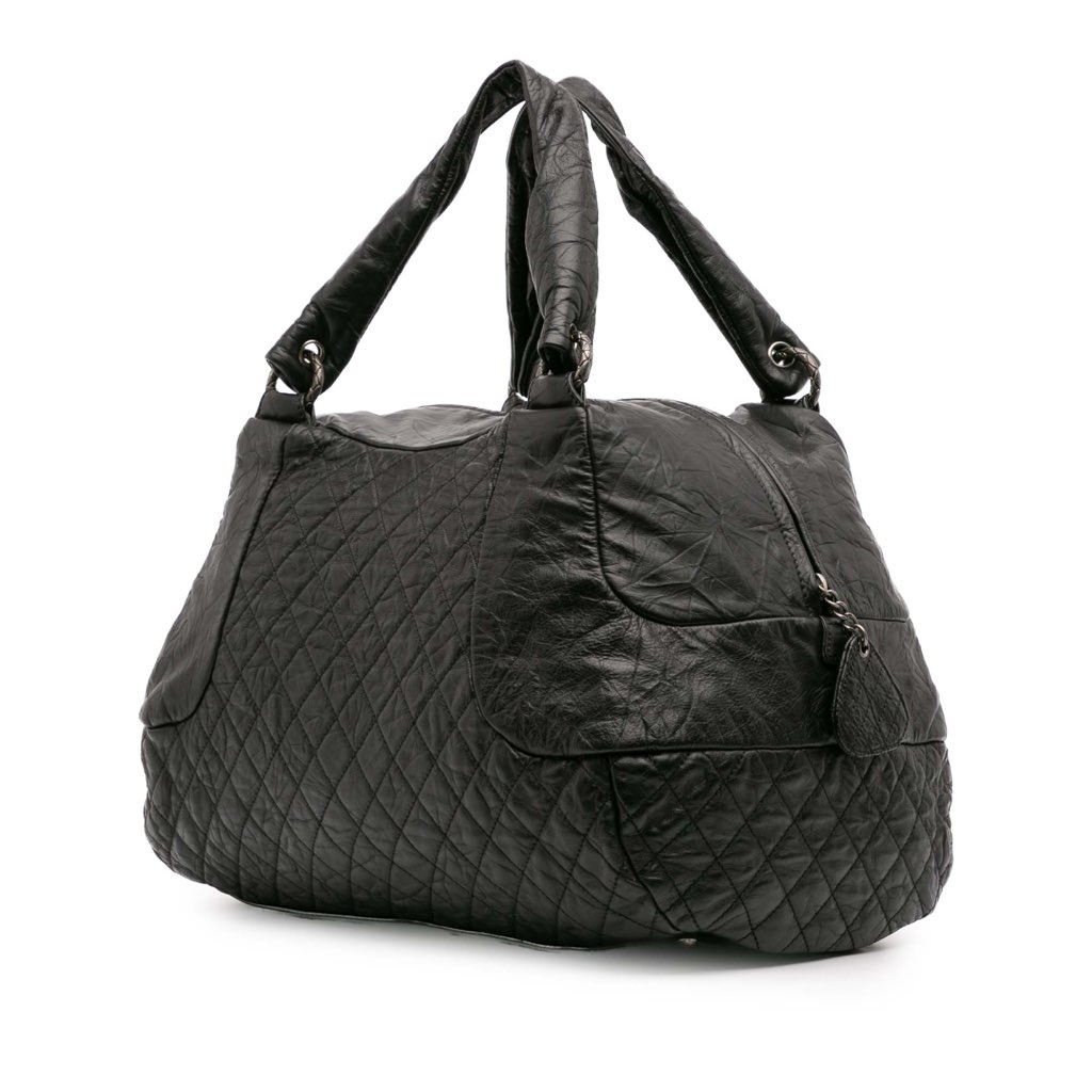Chanel CC Quilted Aged Calfskin Coco Rider Bowling Bag - Back view