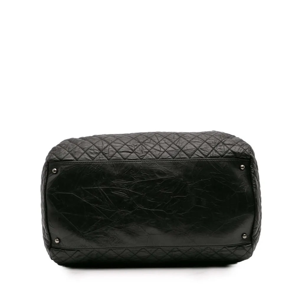 Chanel CC Quilted Aged Calfskin Coco Rider Bowling Bag Black Leather Good - Inside View