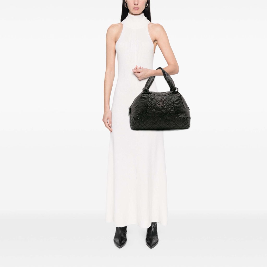 Chanel CC Quilted Aged Calfskin Coco Rider Bowling Bag - Image 12