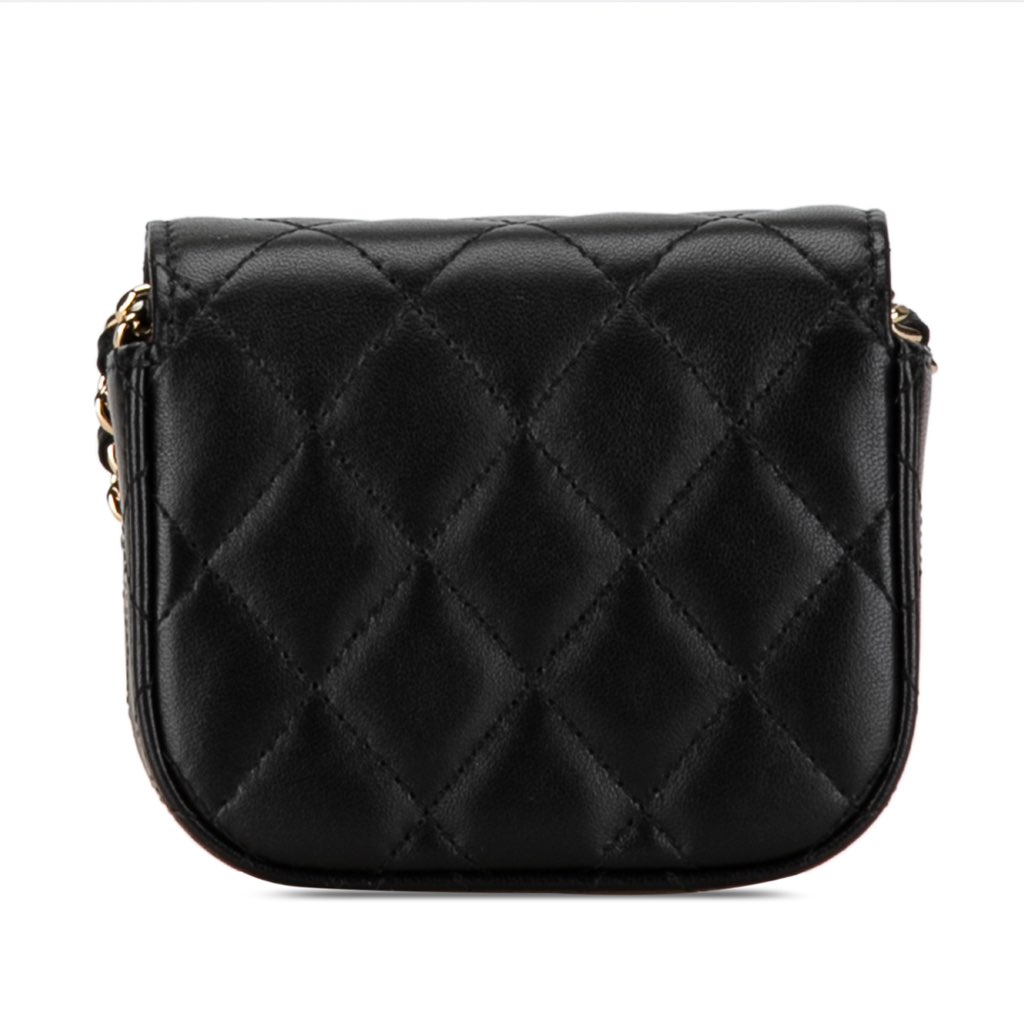 Chanel CC Quilted Lambskin Flap Card Holder On Chain - 3