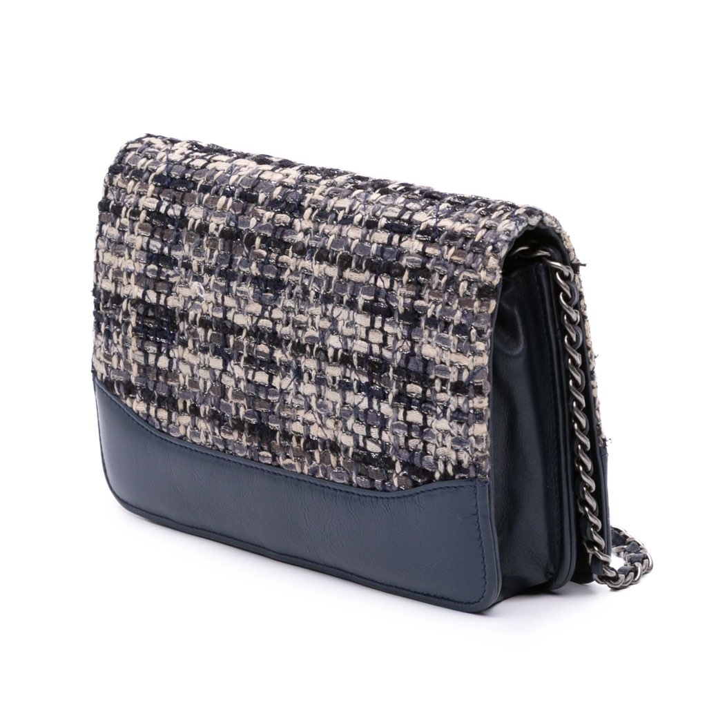 Chanel Quilted Tweed and Calfskin Gabrielle Wallet On Chain - Back view