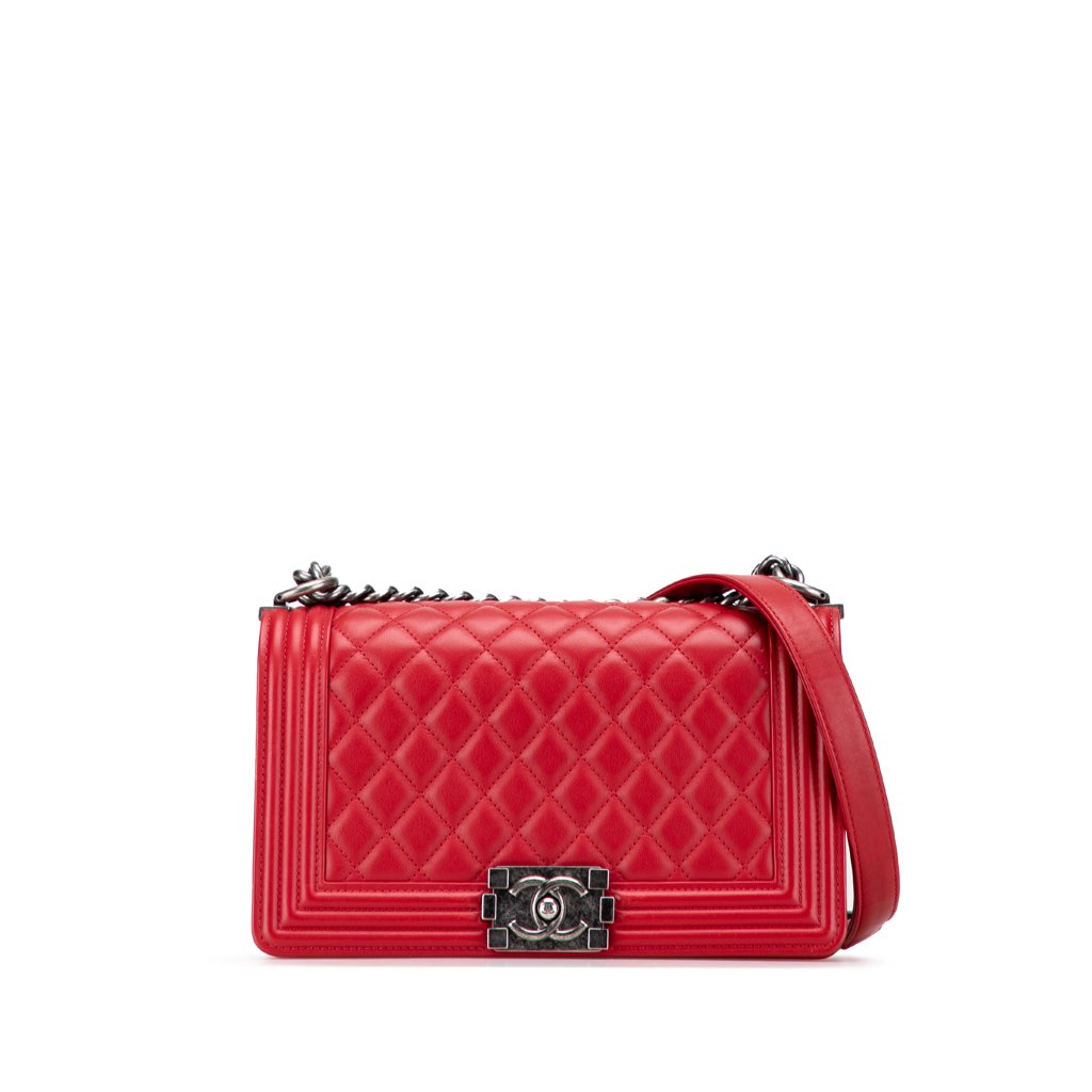 Chanel Old Medium Quilted Lambskin Boy Flap