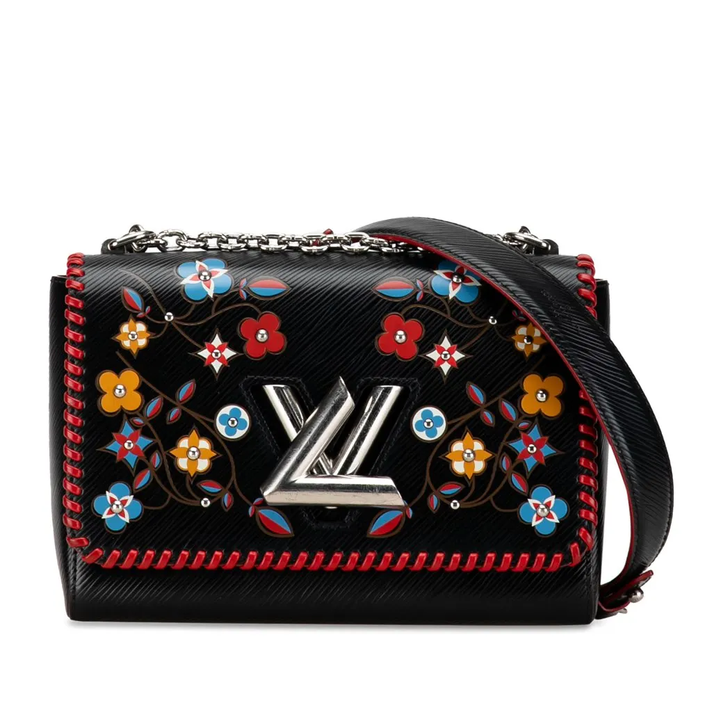 Louis Vuitton Limited Edition Blooming Flowers Epi Twist MM Black Leather Good - Front View