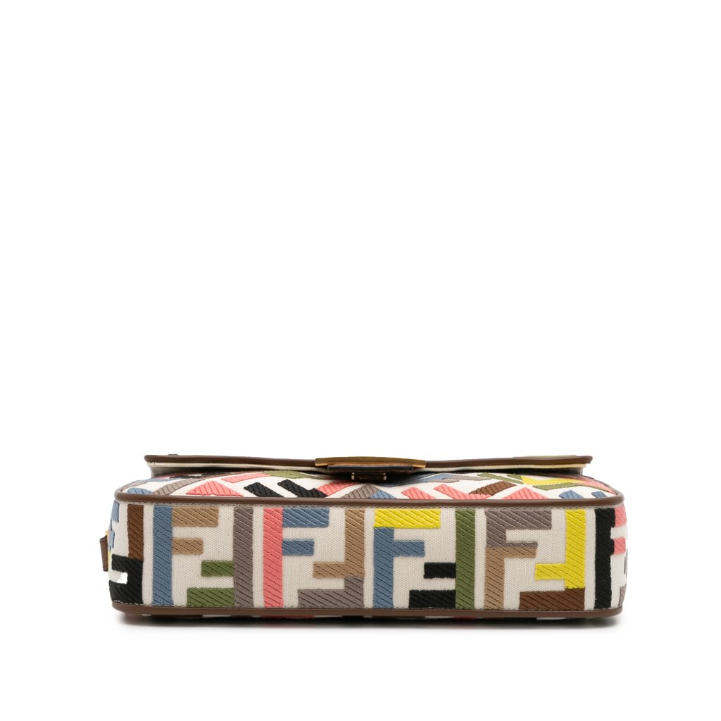 Fendi Zucca Canvas Embroidered Baguette Satchel - 3