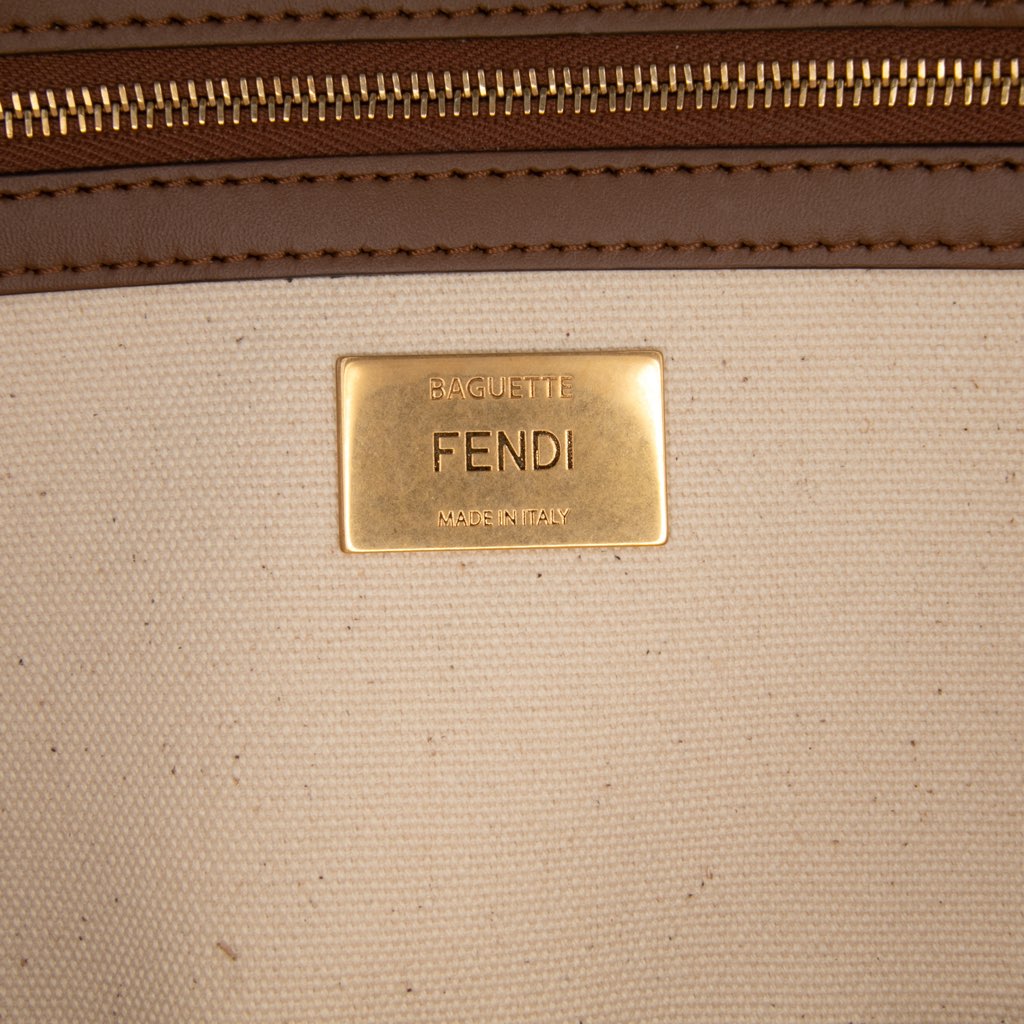 Fendi Zucca Canvas Embroidered Baguette Satchel - 5