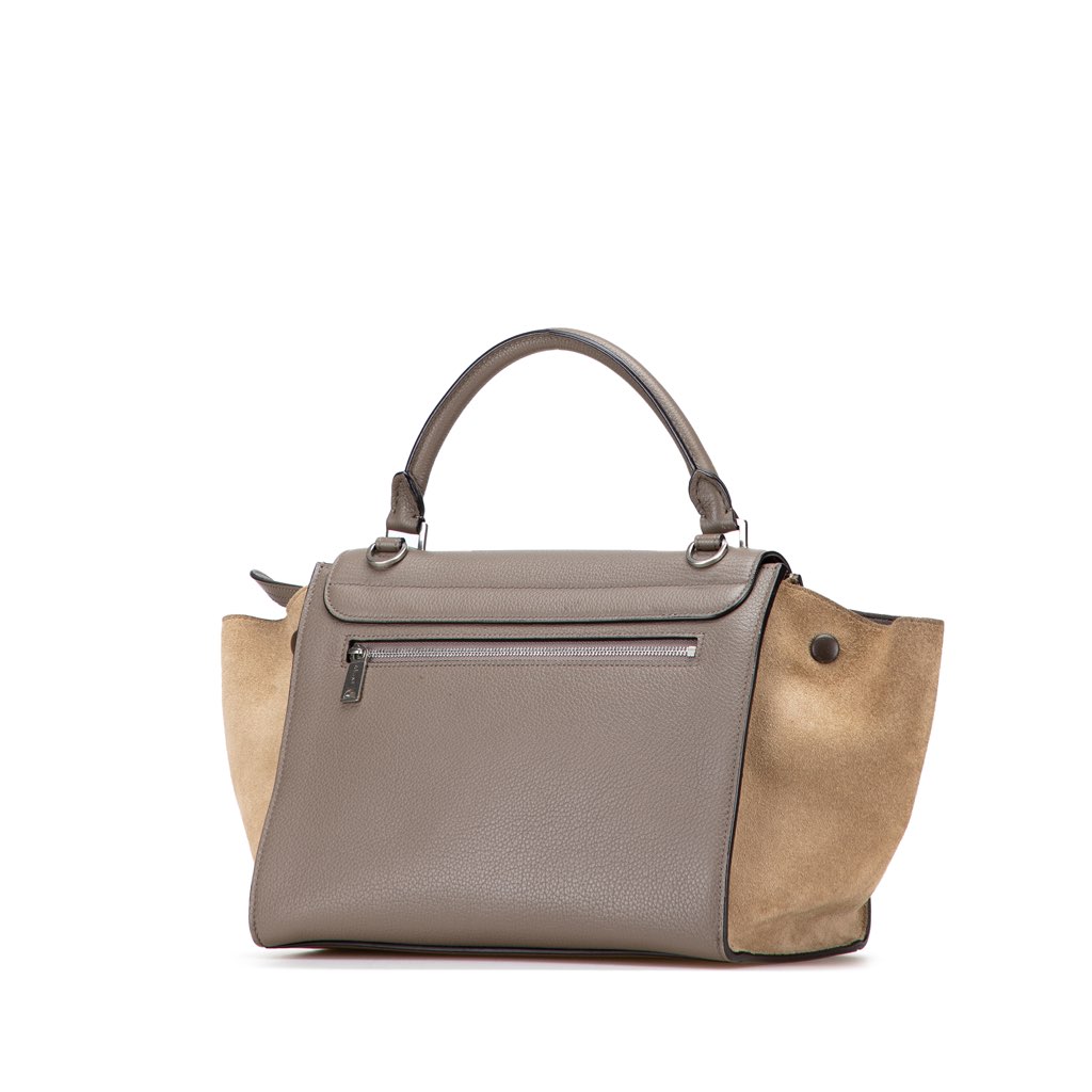 Celine Medium Bicolor Calfskin and Suede Trapeze Satchel - 2