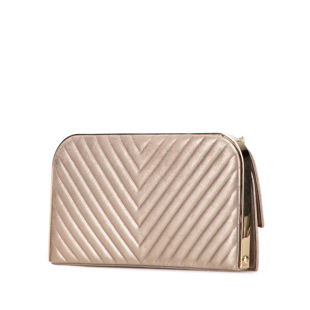 Chanel CC Chevron Quilted Lambskin Clutch on Chain - 2