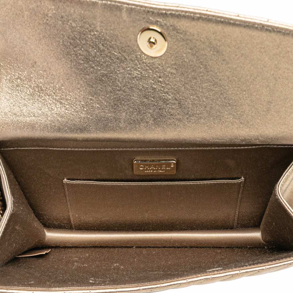 Chanel CC Chevron Quilted Lambskin Clutch on Chain - 4