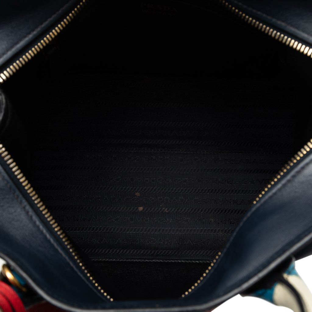 Prada Medium Saffiano Trimmed City Calf Greca Esplanade Satchel - 5