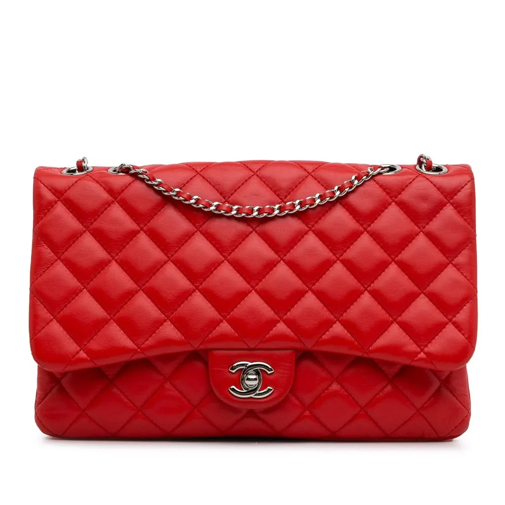 Chanel Maxi 3 Tender Touch Flap Red Leather Good - Front View