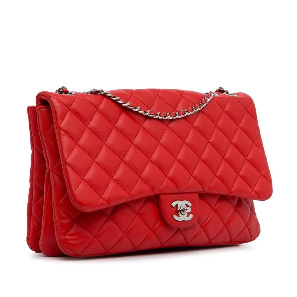 Chanel Maxi 3 Tender Touch Flap Red Leather Good - Back View