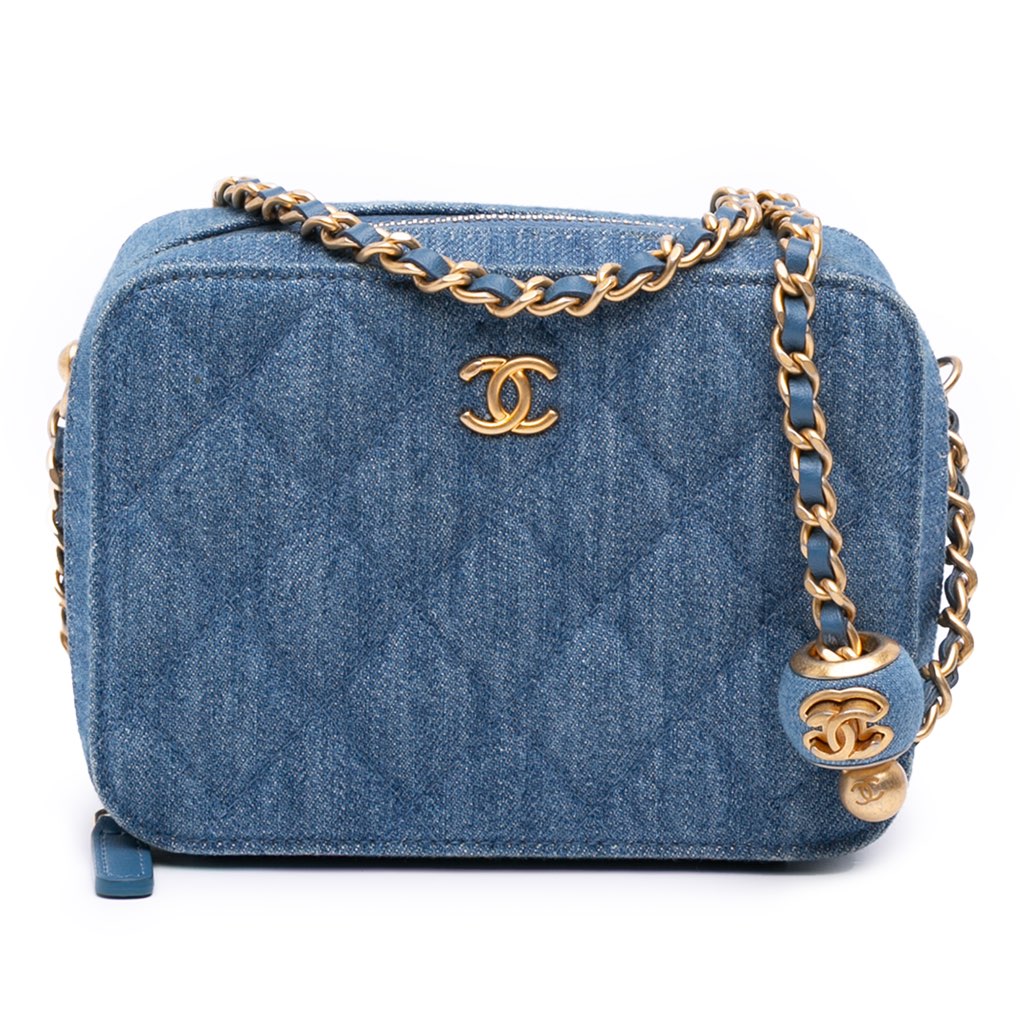 Chanel Quilted Denim Pearl Crush Camera Bag
