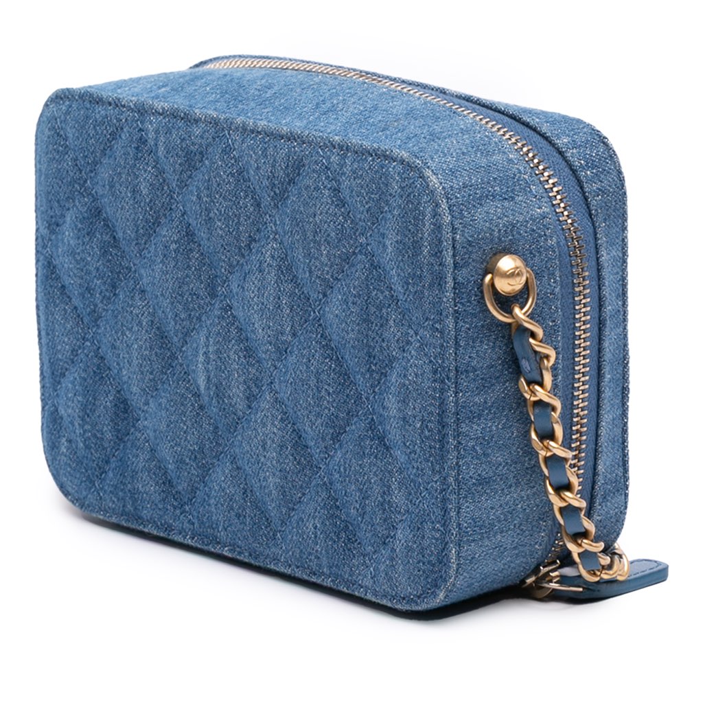 Chanel Quilted Denim Pearl Crush Camera Bag - Back view