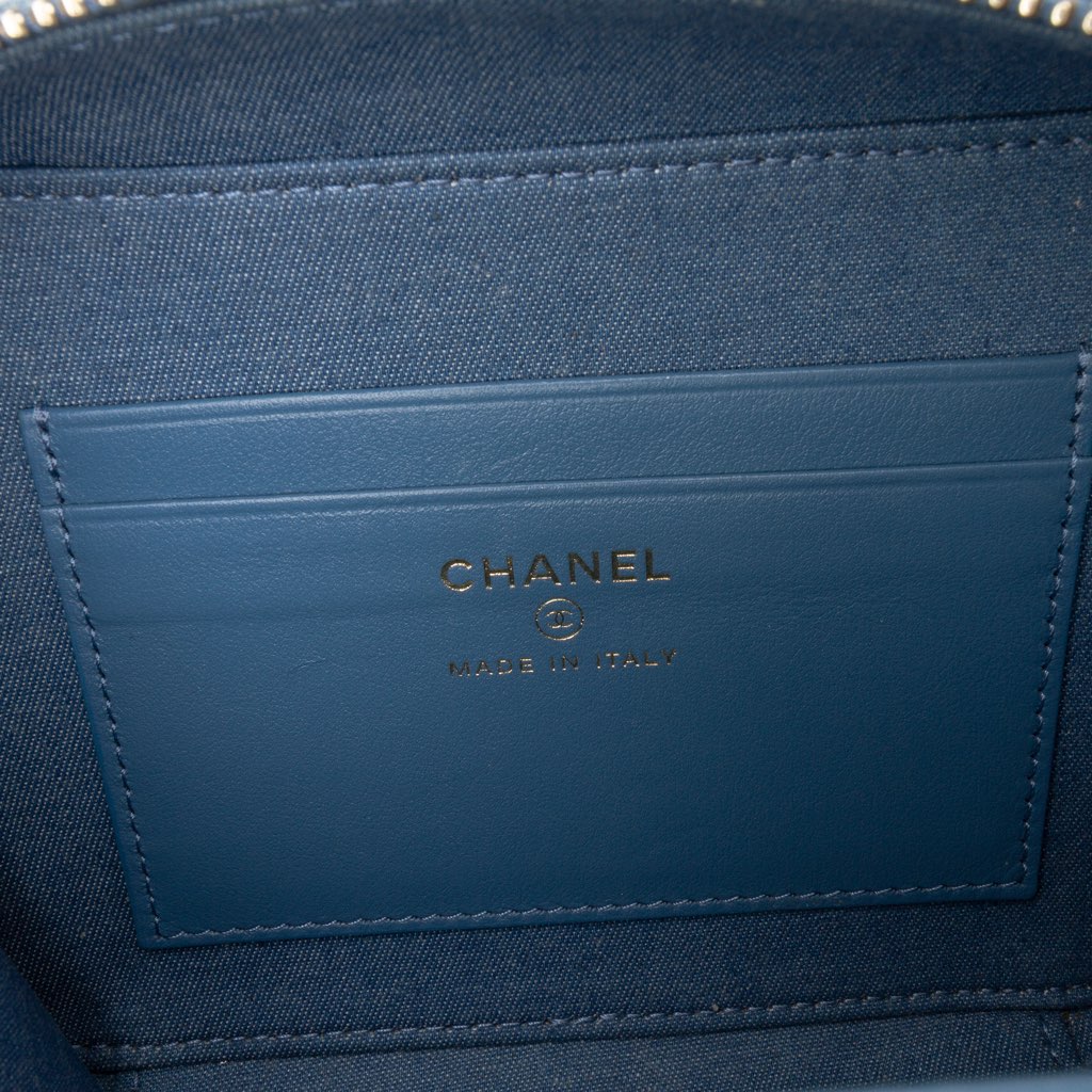 Chanel Quilted Denim Pearl Crush Camera Bag - Side view