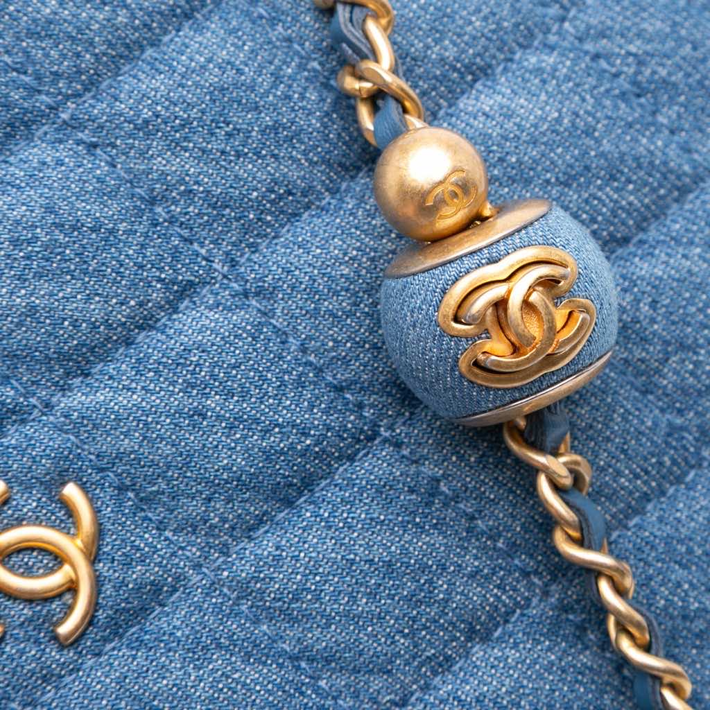 Chanel Quilted Denim Pearl Crush Camera Bag - Image 11