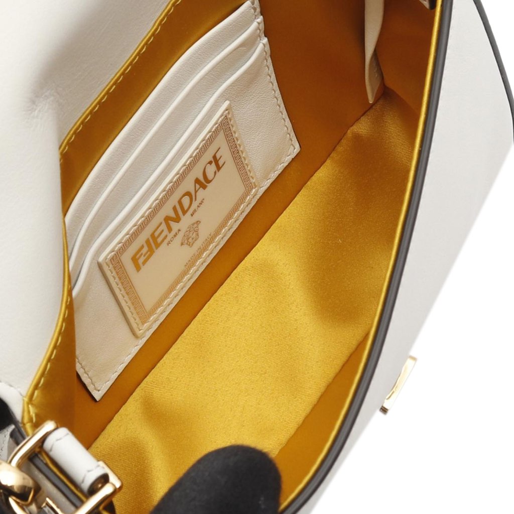 Fendi Versace Vitello Seta Fendace Mini Brooch Baguette Satchel - Image 6