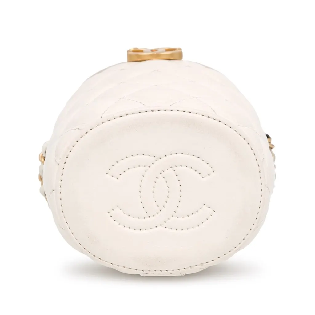 Chanel Small Quilted Lambskin Crown Box Bag White Leather Good - Model View