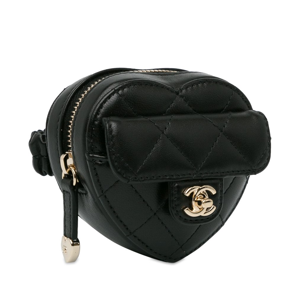 Chanel Lambskin CC In Love Heart Zipped Arm Coin Purse - 2
