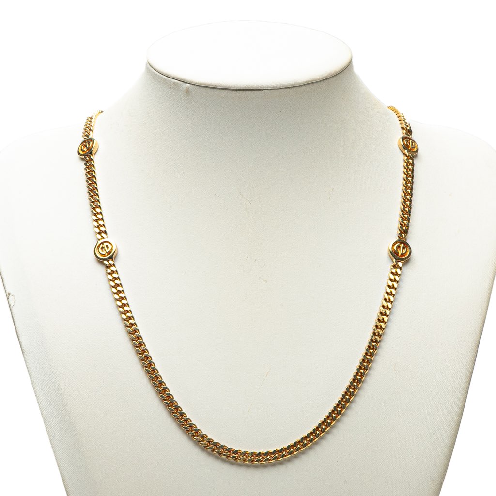Dior Gold Plated CD Logo Chain Necklace - 5