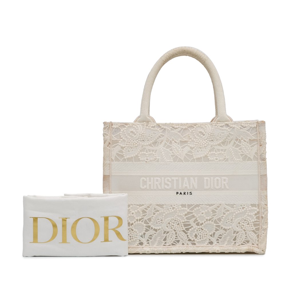 Dior Small D-Lace Embroidery Book Tote - Image 18