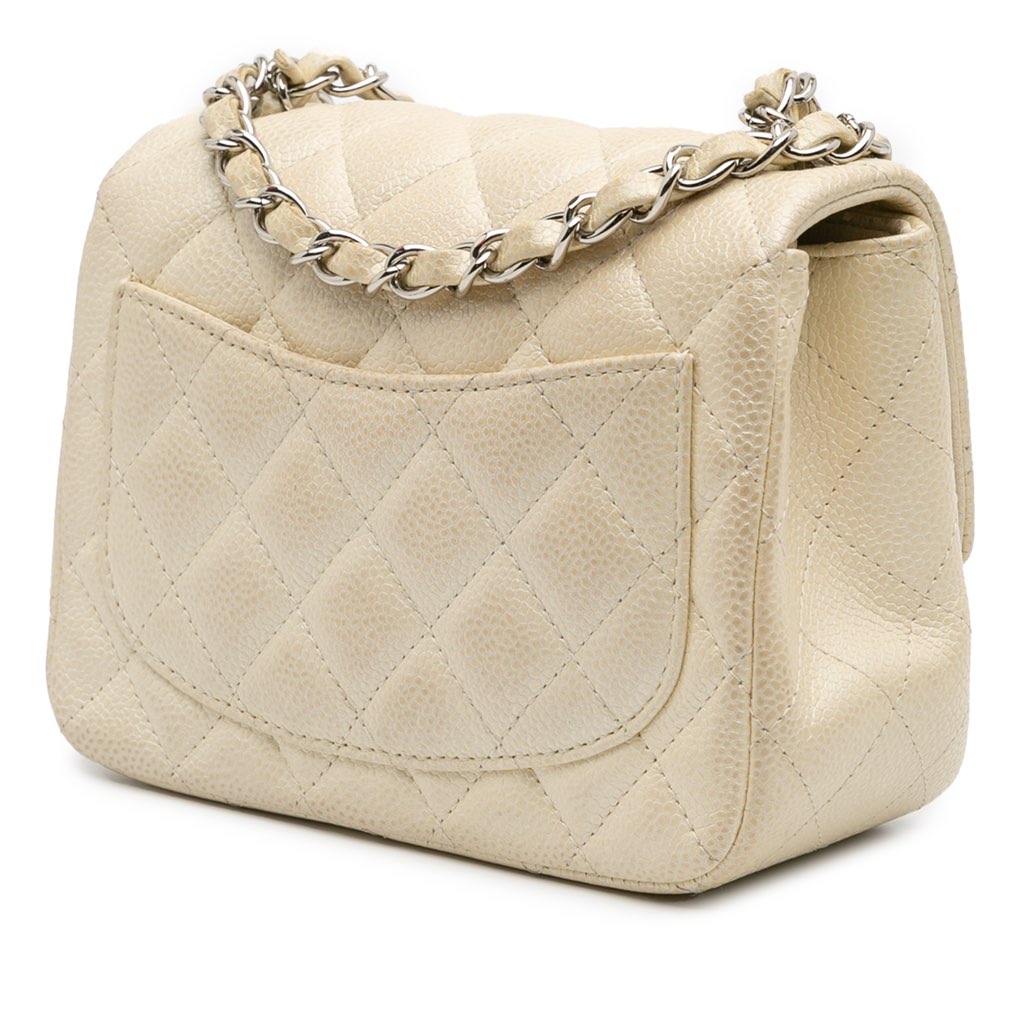 Chanel Mini Square Classic Caviar Single Flap - Back view