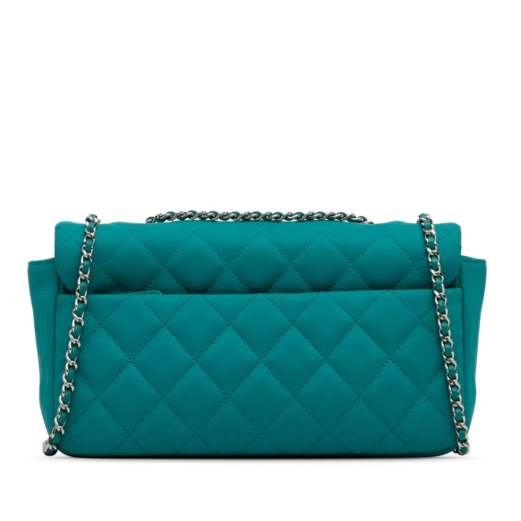 Chanel CC Quilted Calfskin Single Flap Blue Leather Good - Inside View