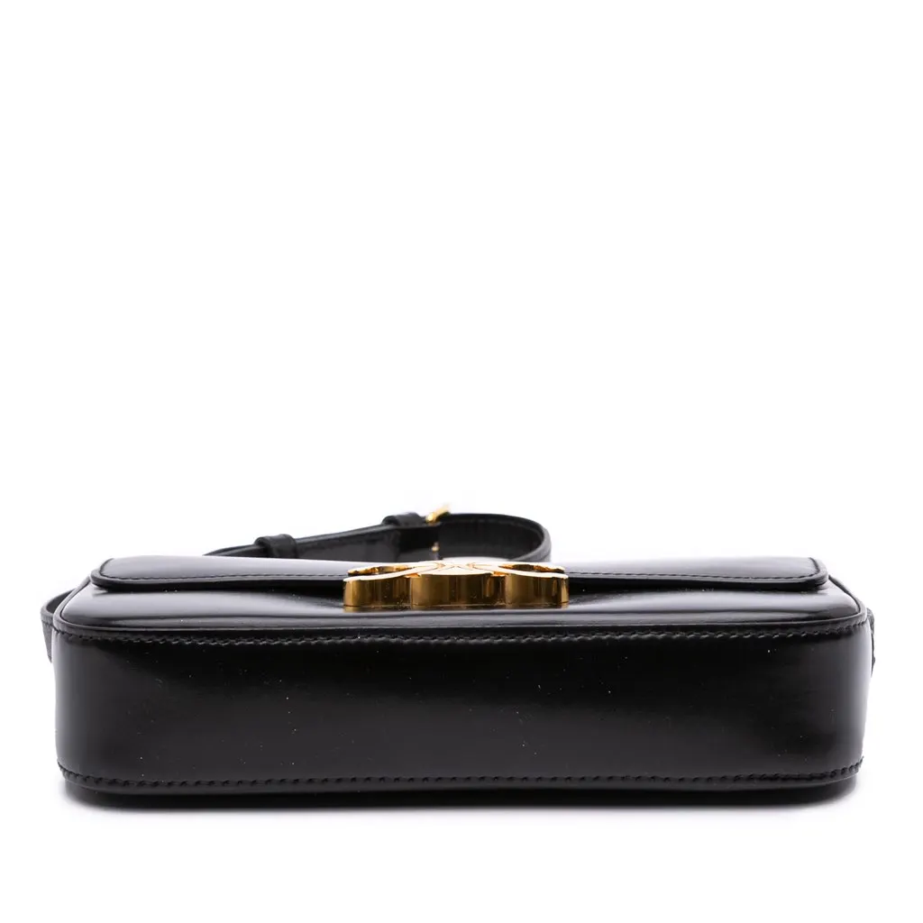 Celine Shiny Calfskin Claude Shoulder Bag Black Leather Good - Inside View