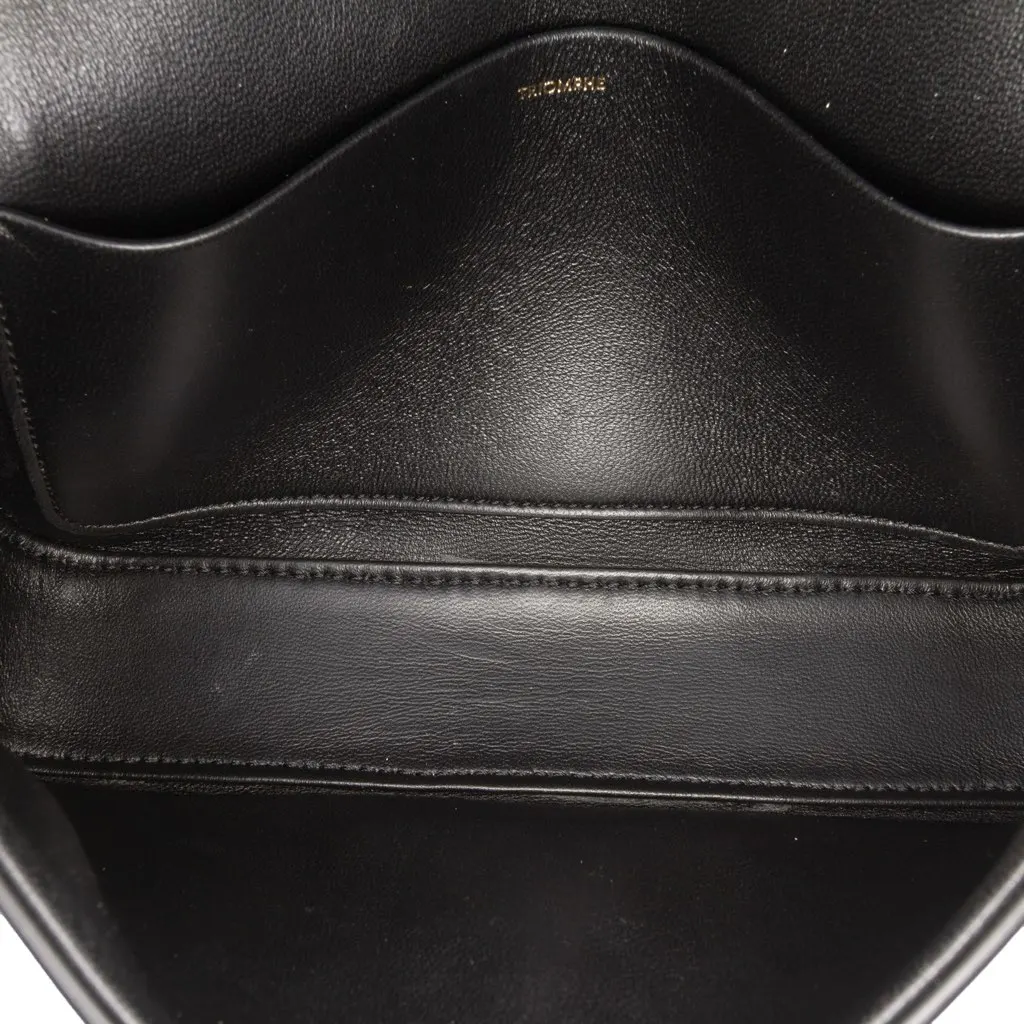 Celine Shiny Calfskin Claude Shoulder Bag Black Leather Good - Model View