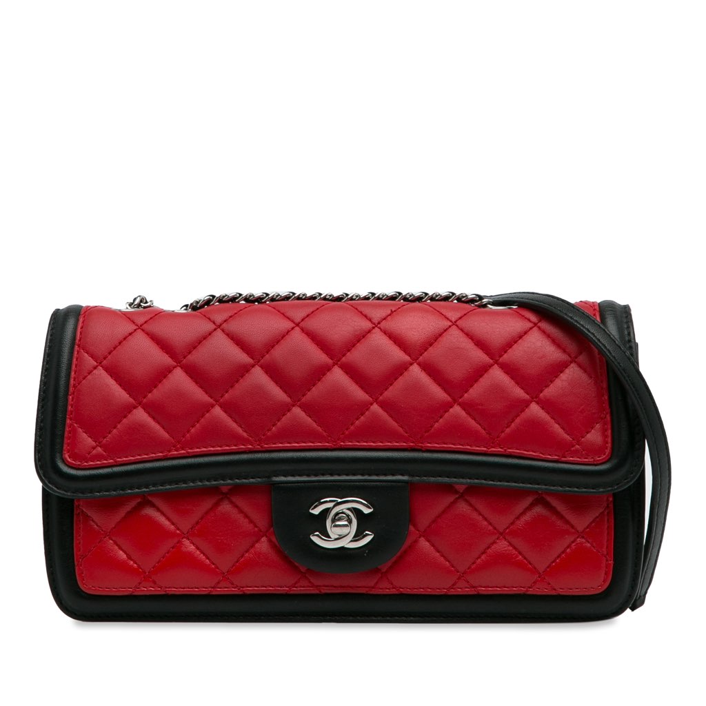 Chanel Medium Bicolor Quilted Lambskin Graphic Flap
