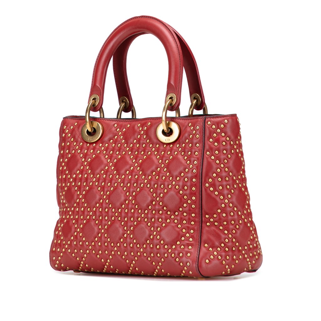 Dior Medium Lambskin Cannage Studded Supple Lady Dior - Back view