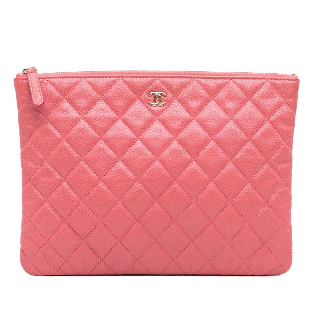Chanel Medium Quilted Caviar O Case Clutch