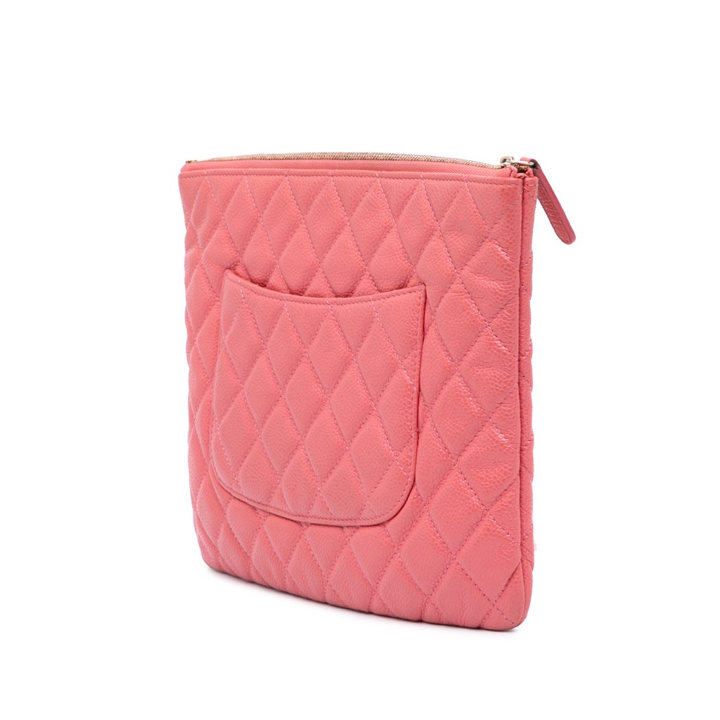 Chanel Medium Quilted Caviar O Case Clutch - Back view