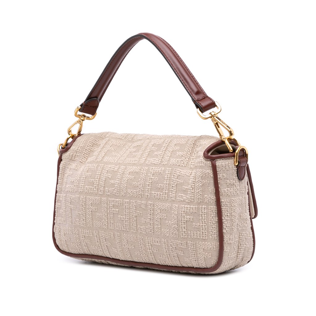 Fendi Zucca Embroidered Canvas Baguette Satchel - Back view