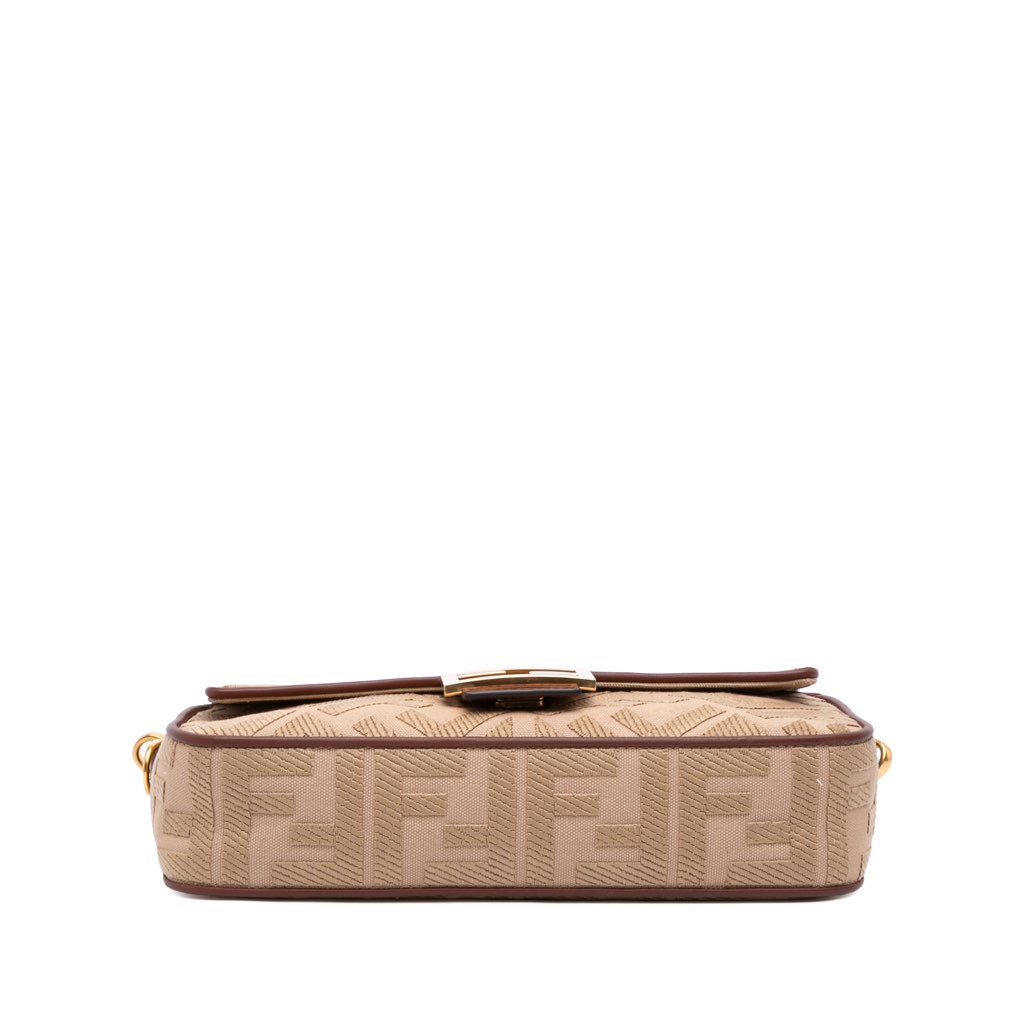 Fendi Zucca Embroidered Canvas Baguette Satchel - 3