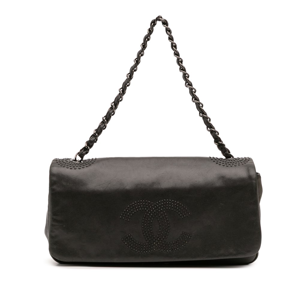 Chanel CC Studded Lambskin East West Flap