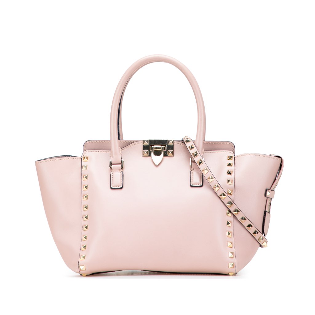 Valentino Small Leather Rockstud Double Handle Tote
